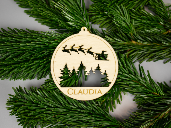 Weihnachtskugel personalisiert fliegende Rentiere_A